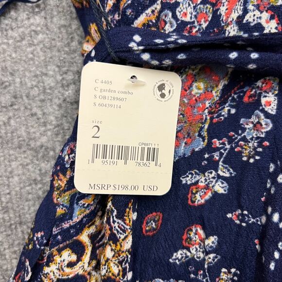 Free People Shangri-La Wide Leg Halter Jumpsuit Blue Scarf Print Sz 2 NEW $198 - Picture 8 of 16